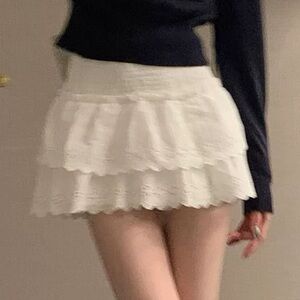 White Eyelet Ruffle Skirt